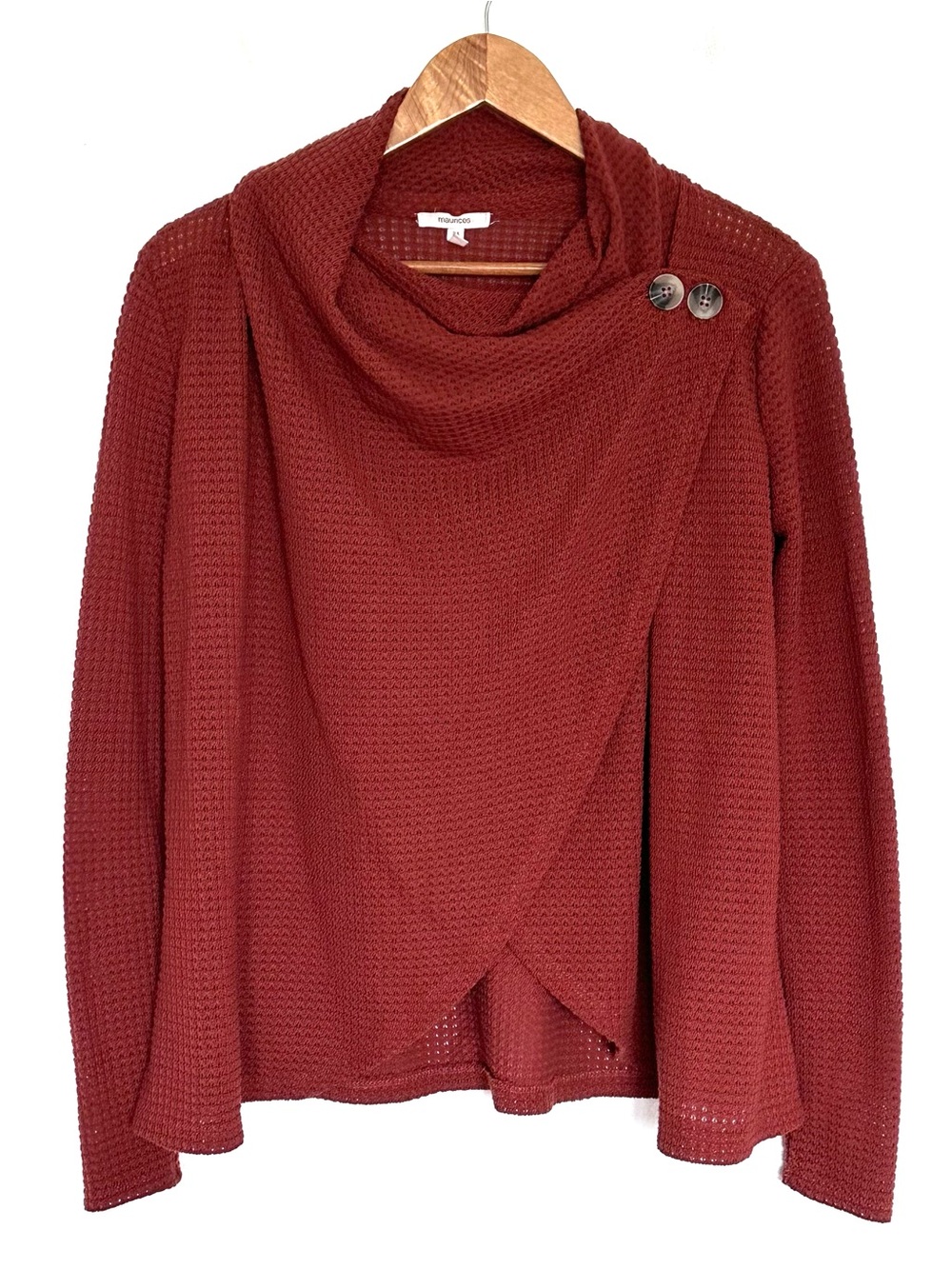 Maurices Sweater Women’s XS Red Rust Cowl Neck Knit Long Sleeve
